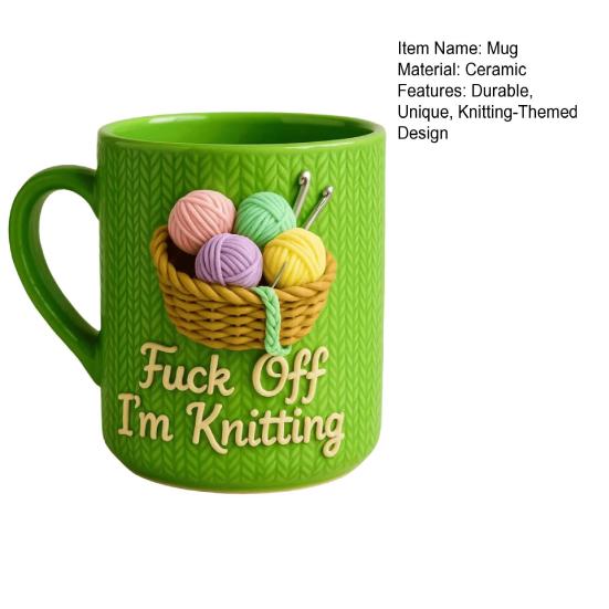 Cană amuzantă pentru tricotat cu citat sarcastic 11/15oz Cană de cafea ceramică Cadou inedit pentru pasionații de tricotat și croșetat