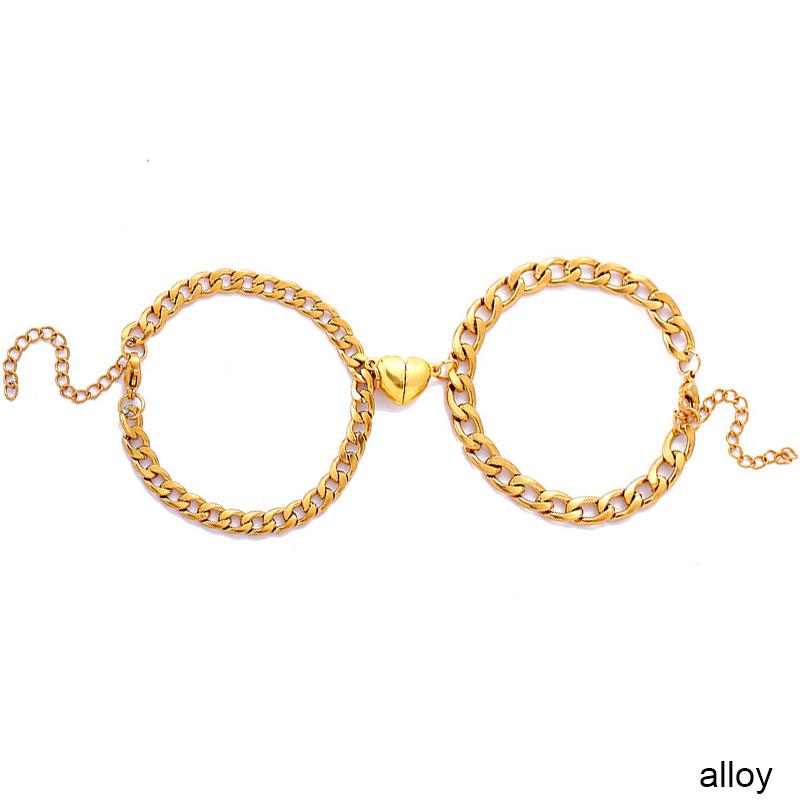 

2 шт./компл. магнитные браслеты для пар, браслет с сердечками, браслет из нержавеющей стали, простые кубинские цепочки, замок для ключей, ювелирные изделия, подарки