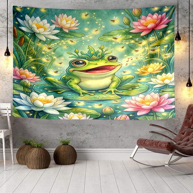 Frog In Top Hat Serenade Tapestry Room Decoration Wall Hanging for Living Room Bedroom, dormitory, Birthday and Christmas gifts