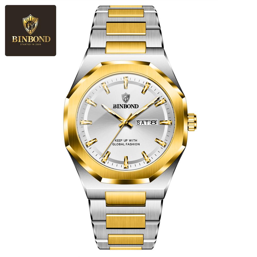 

Binbond Fashion Trend Men S Quartz Watch Stainless Steel Strap Waterproof Casual Watch Business Sport Dual Calendar Men Watch