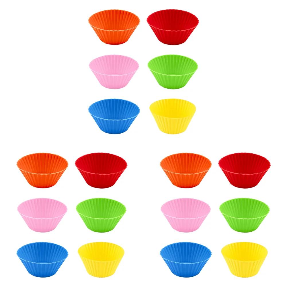 6-48Pc Silicone Cake Mold Round Muffin Mold Kitchen Cooking DIY Cake Bakeware Microwave Baking Mold Cupcake Cake Decorating Tool