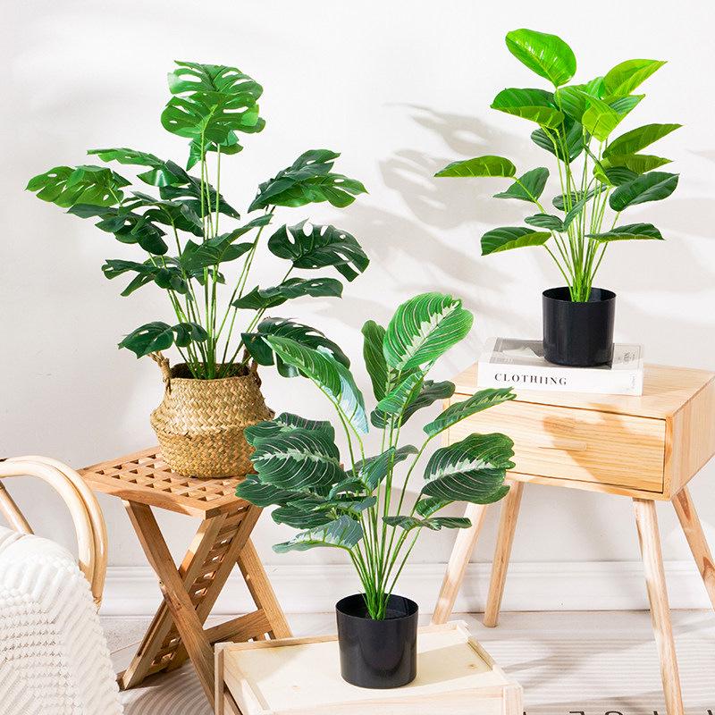 Small Monstera Artificial Plant for Indoor Decor - Potted Decoration for Offices, Living Rooms, and Desktops