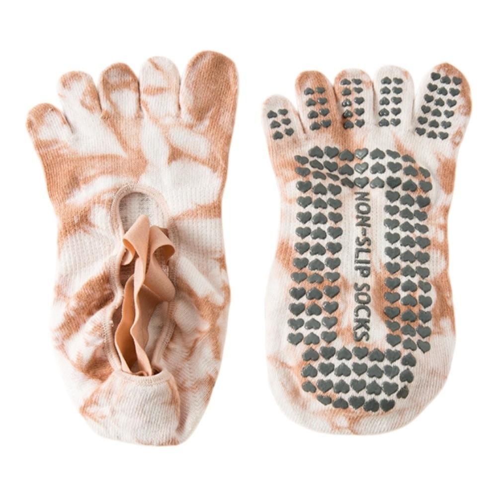 Non-Slip Strappy Pilates Socks Breathable Five Toe Socks Fashion Tie-dye Yoga Socks Workout