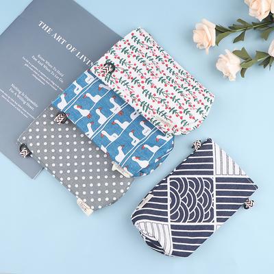 Modern Style Portable Bottle Cover Bags Floral Printing Cotton Linen Cup Bags