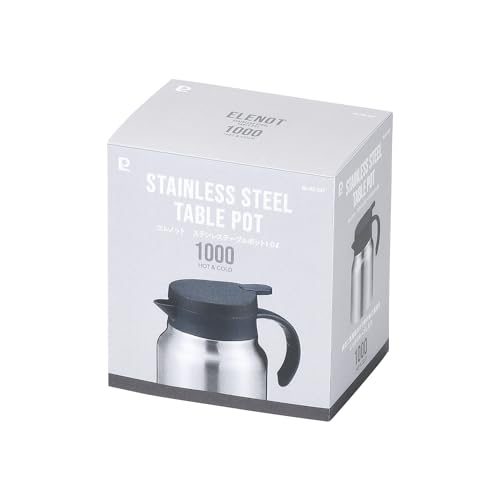Pearl Metal Insulated Tabletop Pot, 1000ml/1.0L, Stainless Steel, Double-Layered Vacuum Wall, Silver, Elenot HC-247