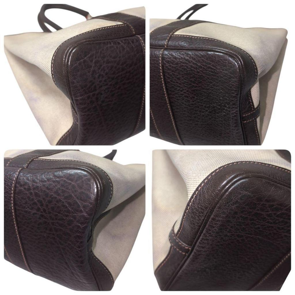 Hermes Garden Party Handbag Tote Bag Toile H PVC Brown & Beige StampF