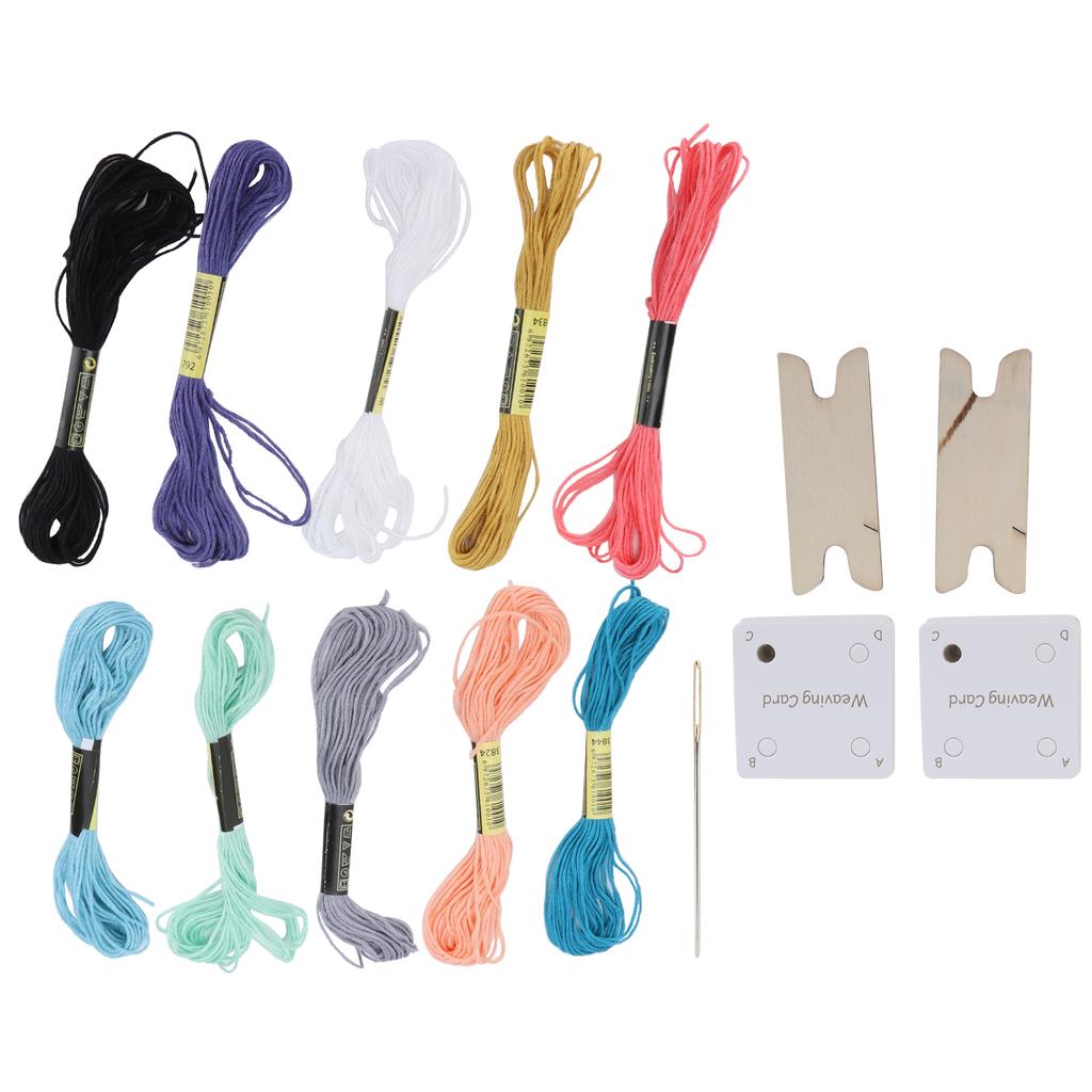 Weaving Card Tablet Set Paper Loom with Shuttle Embroidery Thread for DIY Craft HandMade