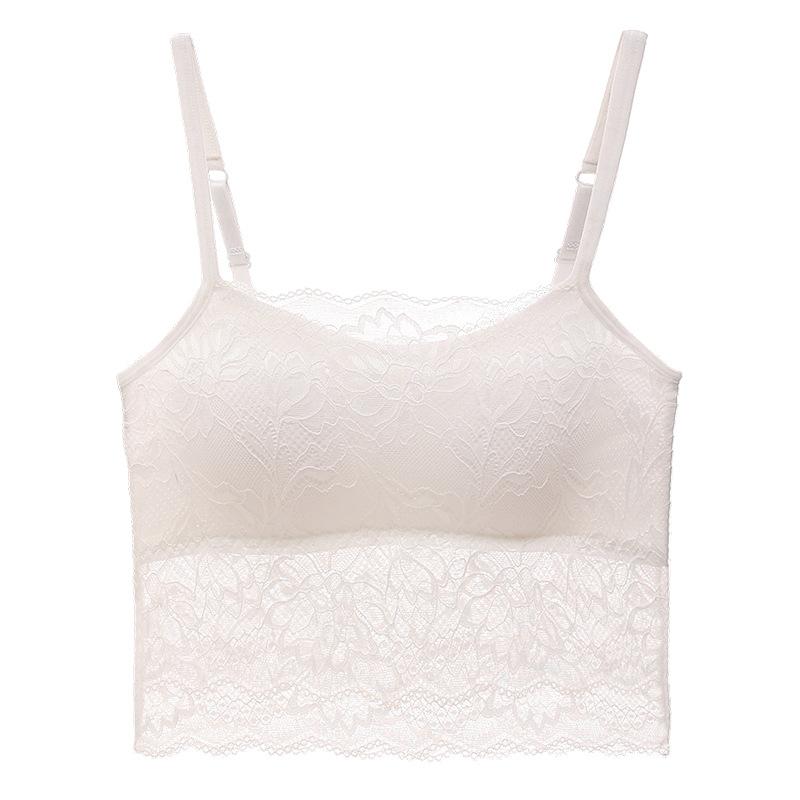 New Underwear Women's Small Breasts Gather and Top Support Sexy Lace Beautiful Back Bra Without Steel Ring Adjustable Sling Tube Top Cover
