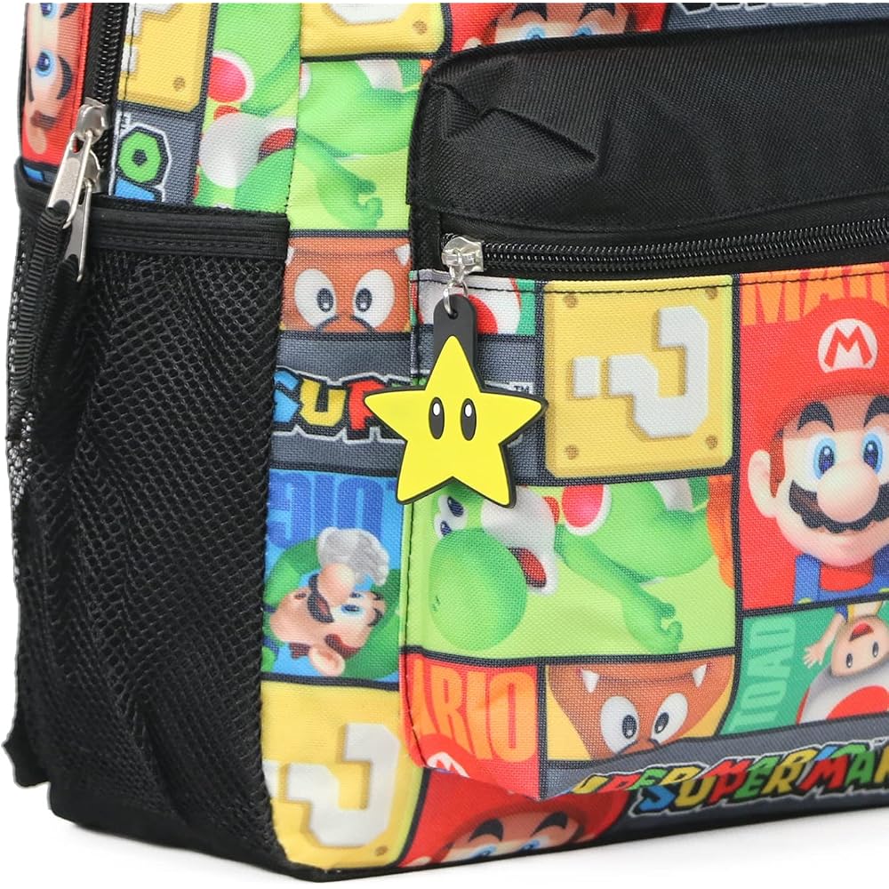 Super Mario 16" Allover Print Character School Backpack Free Size