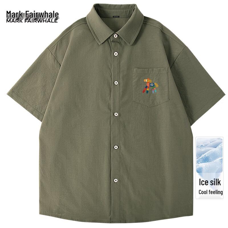 

Mark Fairwhale Men s Ice Silk Short-Sleeve Casual Shirt L