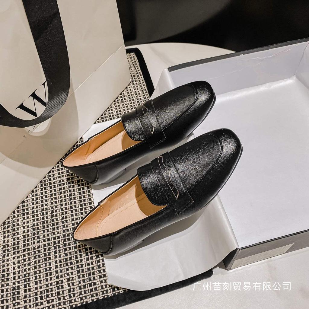 Loafers One-pedal Spring British Style Small Leather Shoes Flat Lazy Doudou Single Shoes