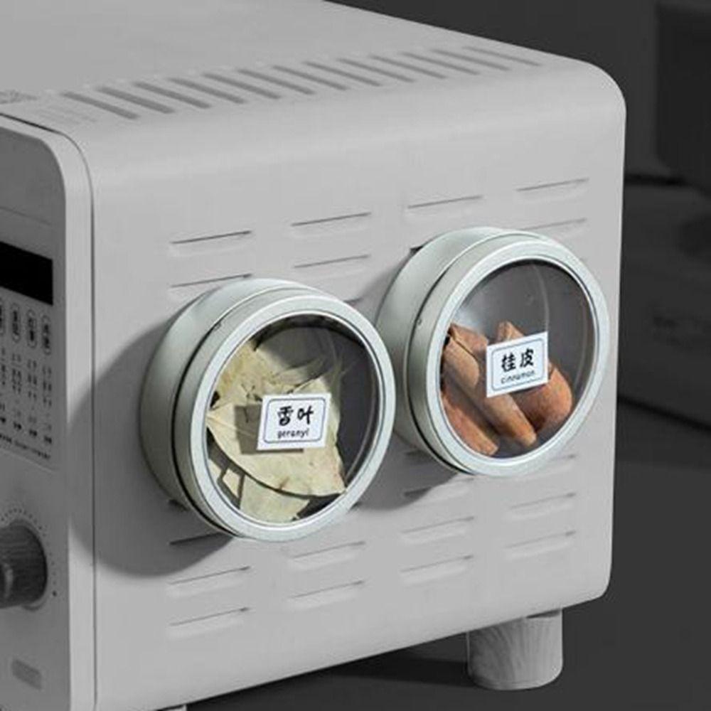 3 Stück Blech Magnetische Gewürzbehälter Silber Rund Magnetische Gewürzdosen Mit Klarem Deckel Staubdichte Gewürzbox Für Zuhause