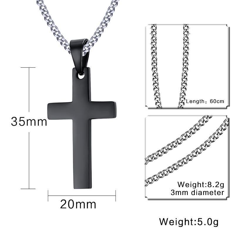 Classic Men Cross Pendant Necklace For Male Stainless Steel Necklace Statement Cruz Jewelry 24" Link Chain