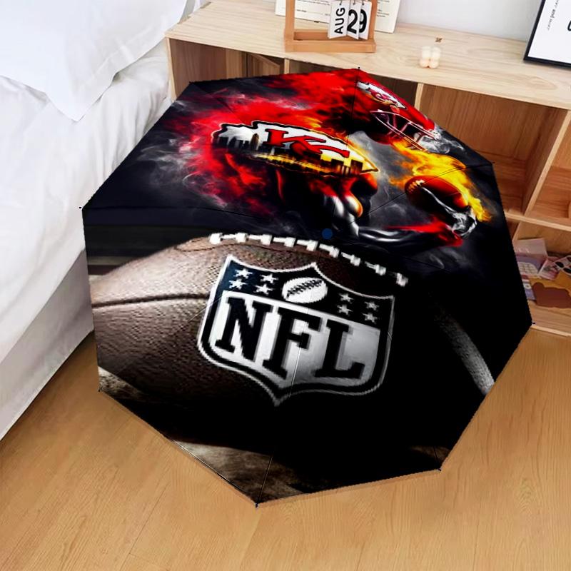 Kansas City Chiefs Football Umbrella Folding Umbrella, Automatic Umbrella 8-Frame for Travel, Camping Use Gift for Halloween Christmas