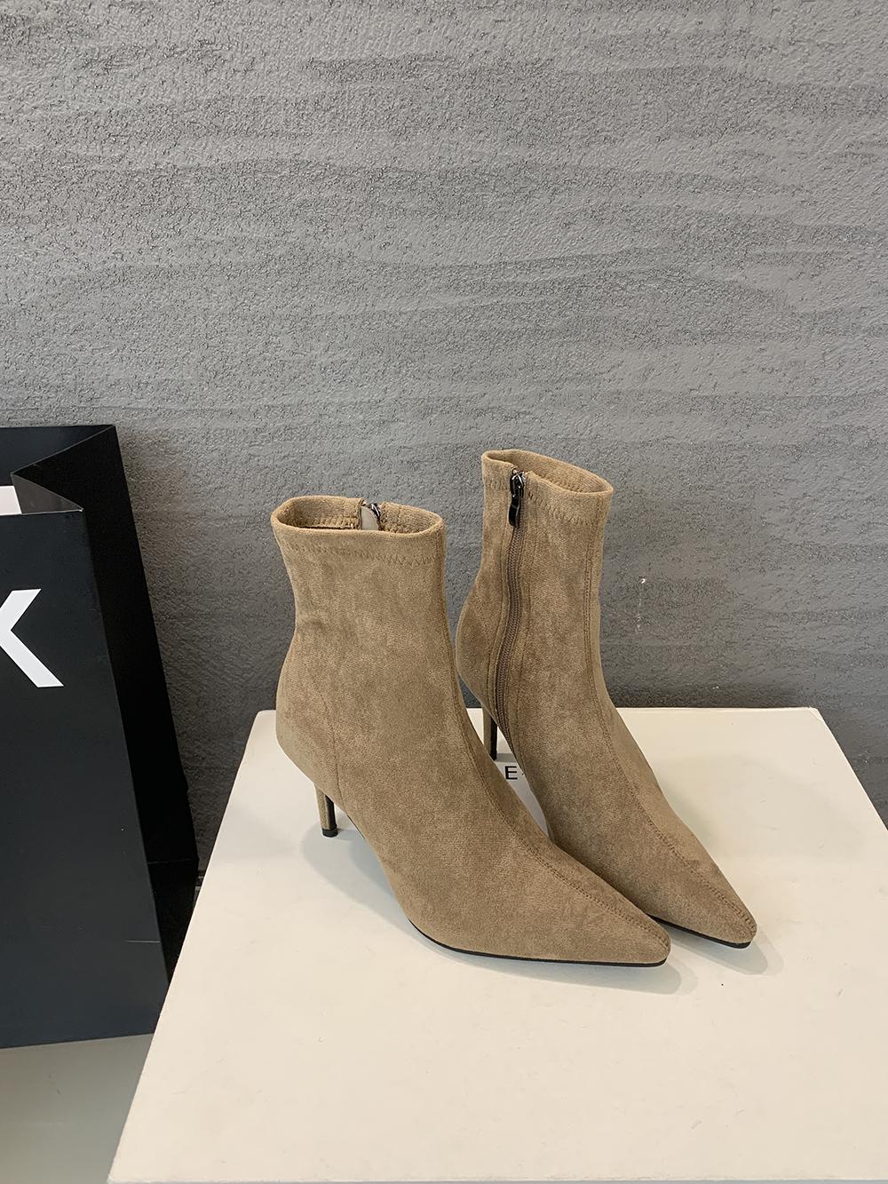 

Мода Черный Бежевый Белый Женские Ботильоны Боковая Молния Зимние Короткие Сапоги Женские Тонкие Высокие Каблуки Боковая Молния Челси Носки Ботас Женские 250 бежевый