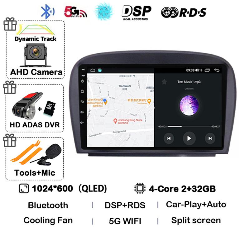 Android 14 Carplay Car Radio For Mercedes Benz SL R230 SL350 SL500 SL55 SL600 SL65 2001-2007 Multimedia Video Player GPS Stereo