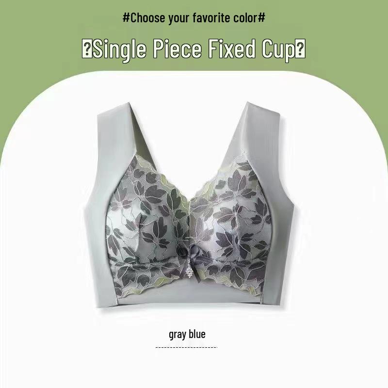 2024 Women's Seamless Lace Bralette with Side Support and Fixed Cups