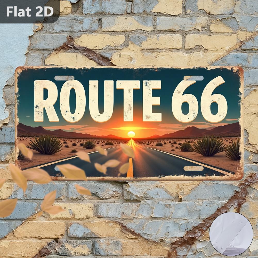 D Flat pc Vintage Route Road Sign Retro s Americana Wall Decor Aluminum Metal Plaque for Garage Home Office
