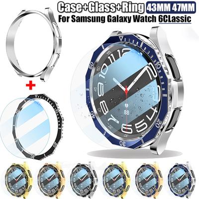 3 In 1 Case+Bezel Ring+Glass Film For Samsung Galaxy Watch 6 Classic 47MM 43MM Screen Protector Galaxy Watch 6 Classic Bumper