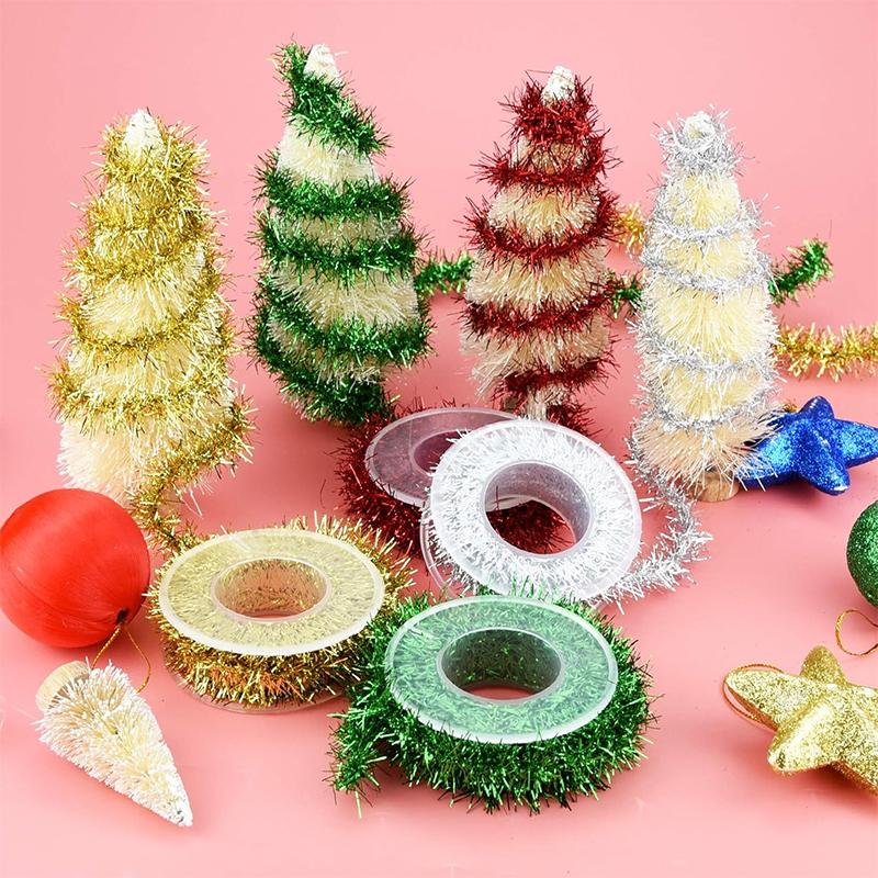 1.5M 1Pcs Christmas Wire Wreath Colorful Strip Christmas Tree Decor Props Line Wreath Ribbon DIY Crafts for Home Party Decor
