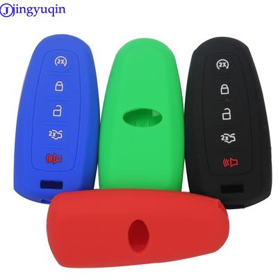 Jingyuqin 5 Buttons Silicone Car Key Cover Case For Ford Escape Explorer Edge Flex Focus Taurus Lincoln Mks Holder Smart Key