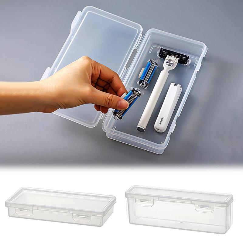1Pcs Shaver Storage Box Transparent Razor Blades Brushes Plastic Case Portable Organizing Container Travel Accessories Travel