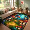 Vivid Mushroom Fantasy Pattern Carpet Colorful Living Room Rug for Home Decor with Green Leaf Design Cozy Non-slip Mat Gift
