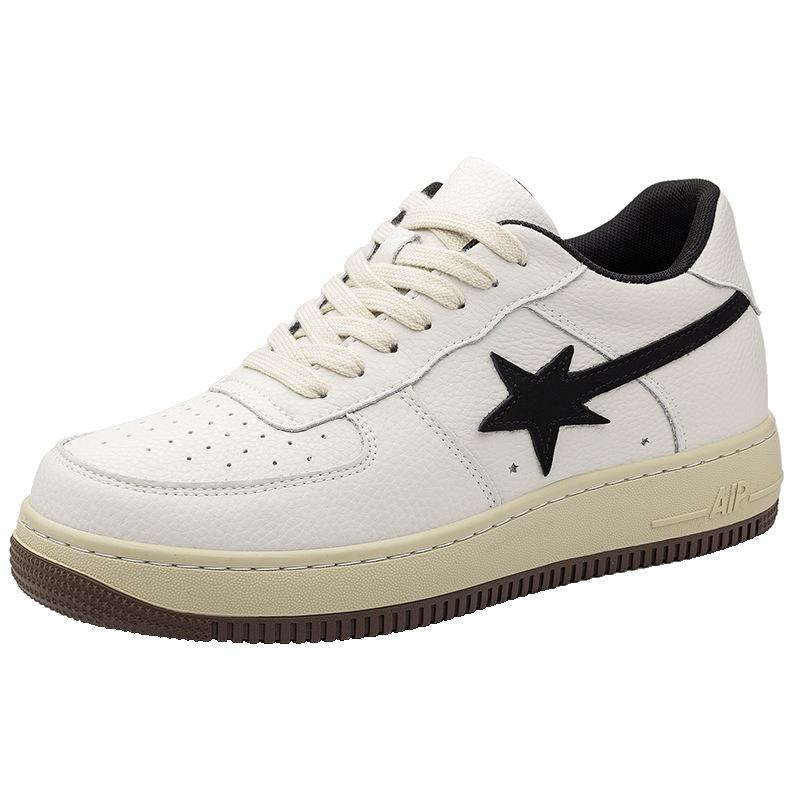 

Men s platform heightening 7CM fashion casual board shoes trend youth leather surface German training shoes simple white shoes men s shoes 43 белый