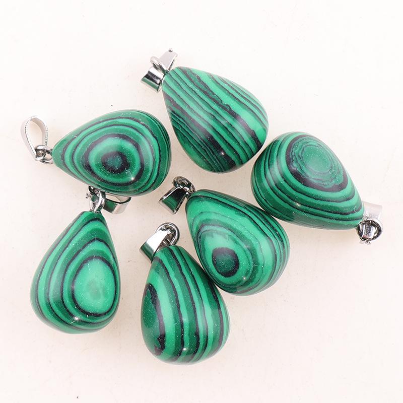 Natural Tiger Eye & Malachite Water Drop Pendant for DIY Necklace & Earrings