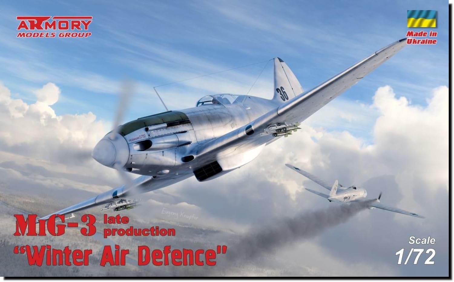

Armory scale Late Model Moscow Air Winter 1942 Plastic Model Kit AMR72012 1/72 MiG-3 Defense, (Airplane)