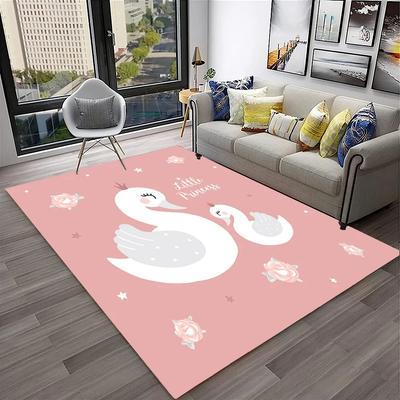 Cute Swan Princess Carpet Cartoon Animal Rug for Girl Teen Bedroom Sofa Decor Non-slip Floor Mat Entrance Doormat Kitchen Rugs