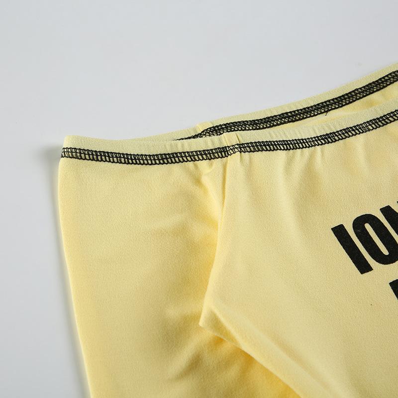 European and American autumn and winter women's sexy spicy girl one shoulder letter printed tight T-shirt top