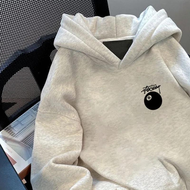 Trendiger Herren-Hoodie Sweatshirt Herbst Winter Pool-Print Schwergewicht Locker Vielseitig Paar-Hoodie Lässige Streetwear