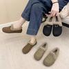Cotton shoes are worn outside in winter, new winter fluffy single shoes, piled warm flat-soled Doudou shoes.