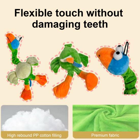 Plush Squeaky Dog Toy Long Neck Bird Dog Chew Toy Soft Stuffed Rooster Puppy Teething Toy for Dogs Interactive Play Tug-of-War