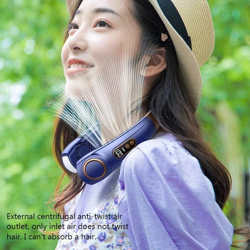 2024 New Outdoors Portable Halterneck Fan USB Handheld Silent Multi- Bladeless Mini Electric Hanging Neck Fan Usb Ceiling Fan
