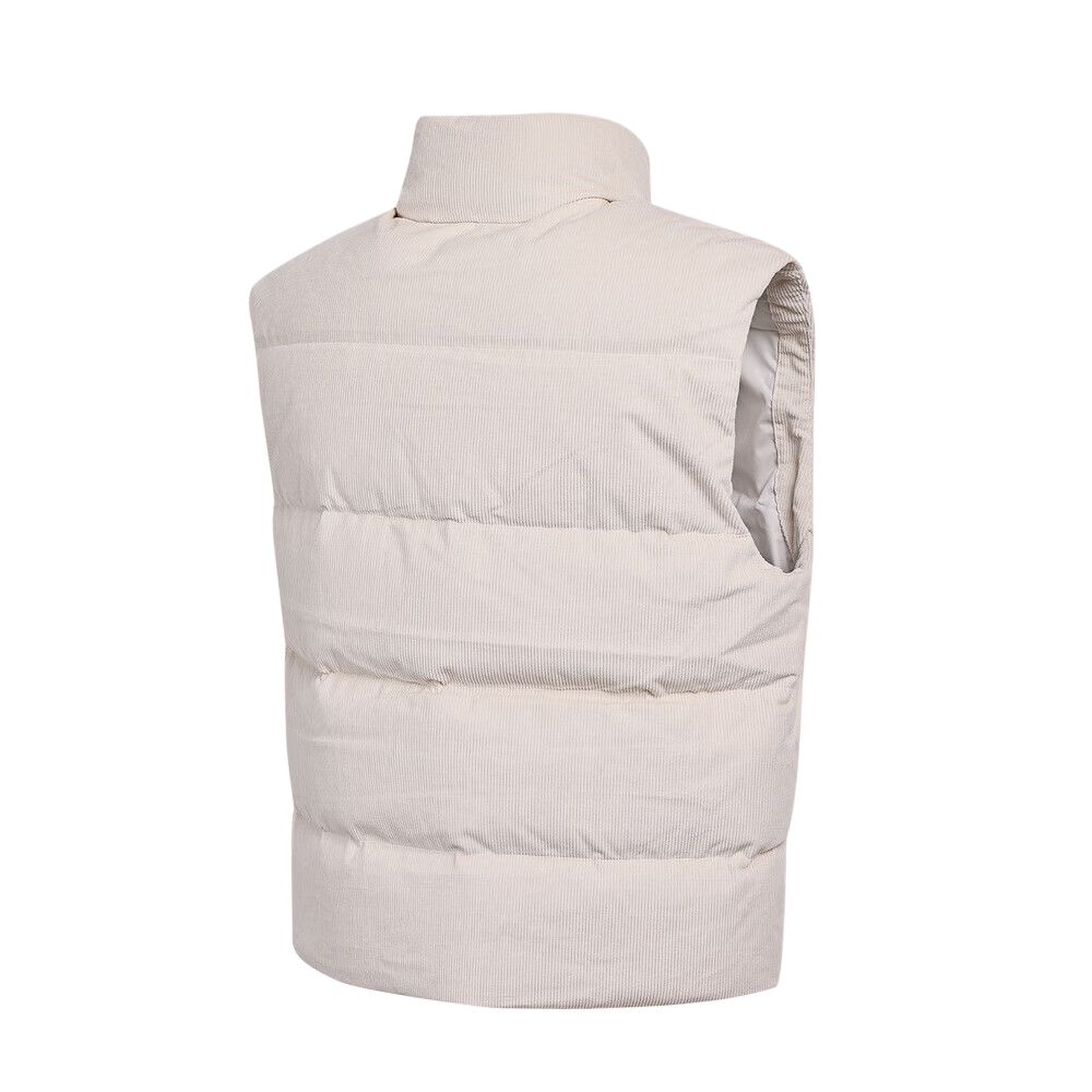 Jordan Flight Stand Collar Zipper Solid Color Corduroy Lightweight Warm Down Vest Men Vests Beige HV0535-104