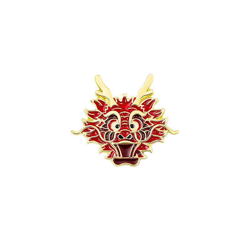 Chinese Style Dragon Head Enamel Brooch Domestically Produced Cool Dragon Cartoon Badge Pin New Chinese Style Accessory For Backpack