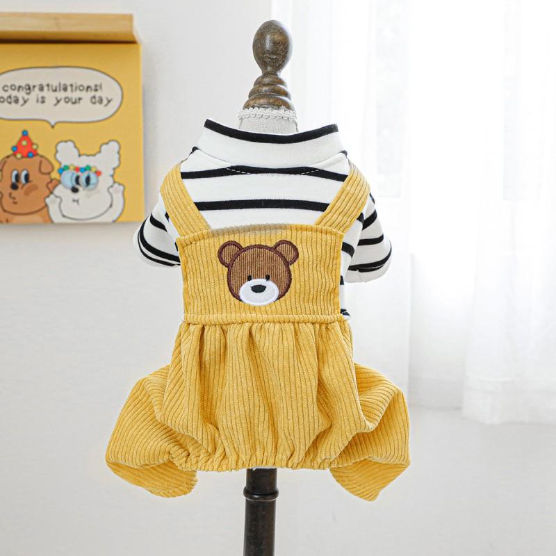 Pet Winter Warm Harness Pants Small Dogs Puppies Soft Cotton Comfortable Bear-Style Outfit
