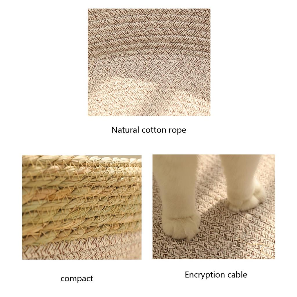 Woven Straw Cats Indoor Pet Furniture Multifunctional Post Natural Straw Bedding for Small Dog and Cats Cotton Rope Bed