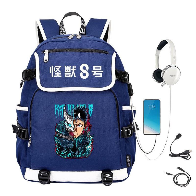 Monster No. 8 Peripheral Personalized Printed Backpack with USB Interface Cross-border Korean Edition Student Leisure School Bag