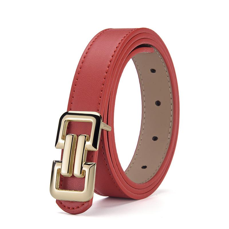 Women's Multicolor Leather Belt with Alloy Buckle - Versatile Thin Waist Belt