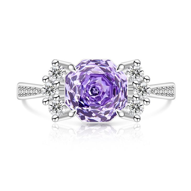 Light Sweet 925 Silver Rose Cut High Carbon Diamond Candy Design Sense Women's Ring Jewelry