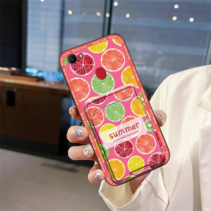 Cartoon Card Slot Phone Case For OPPO F7 Back Cover TPU Protective Anti-knock Cute Card Bag Soft Case Dirt-resistant