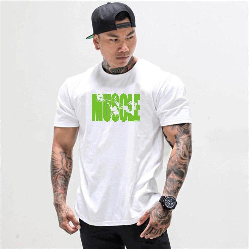 Muscleguys Мужской облегающий летний новый топ с принтом для тренировок на открытом воздухе и бега