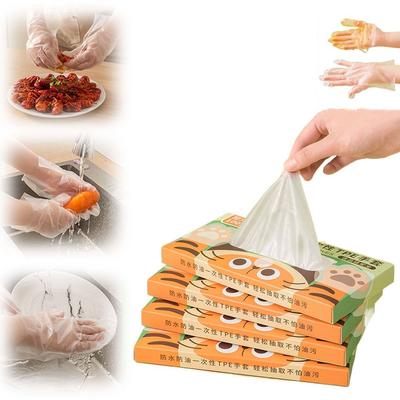 100Pcs Household Transparent Disposable Gloves Food Grade Anti-dirty Cleaning Gloves TPE Latex Free Gloves
