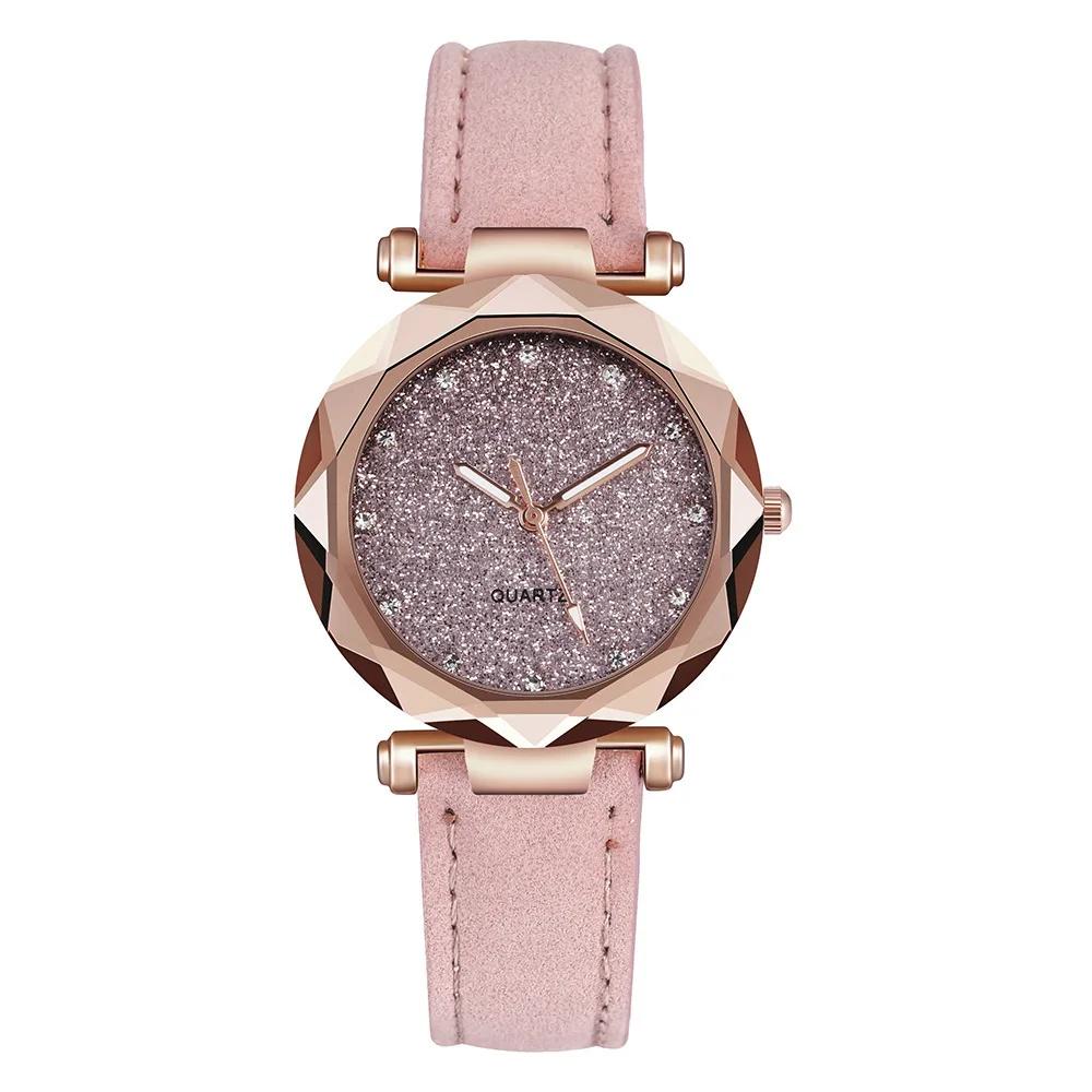 Starry Sky Women Watch Bracelet Ladies Wristwatch Pink Female Girls Clock Fashion Leather Simple Watches Reloj Mujer Rosa