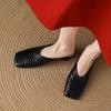 Fashion Muller Slippers Women Pumps Square Toe Genuine Leather Slippers Spring Summer Concise Casual Working Shoes Woman Ladies Shoes