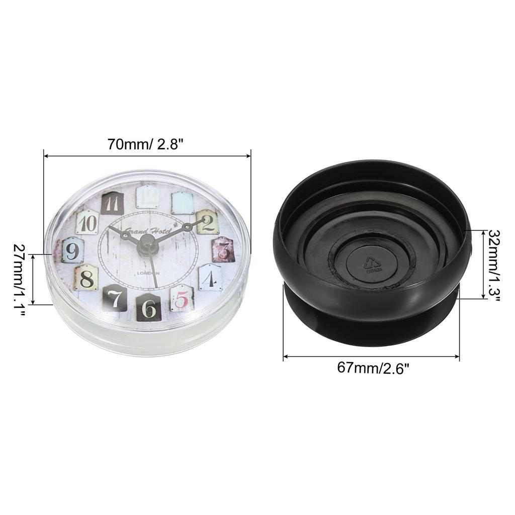 Uxcell 7.5cm Waterproof Mini Shower Clock Small Table Kitchen Living Bathroom Room Wall Clock Toilet Round Sucker Decor Art