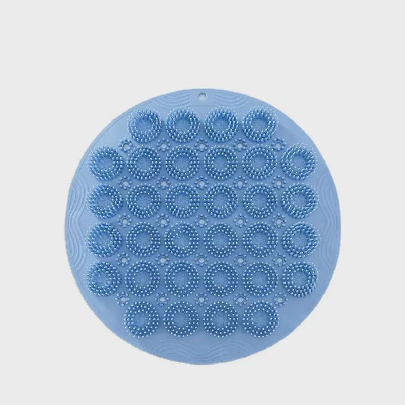 Round Non-Slip Silicone Back Scrub Brush with Suction Cup for Massage and Exfoliation